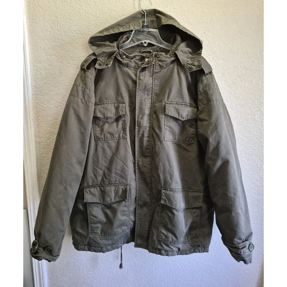 Levi's Military Utility Field Jacket Hooded Men's 2XL M-65 Olive Green Cargo